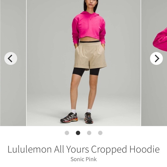 Lululemon All Yours Cropped Hoodie Sonic Pink Cotton Terry Sweatshirt Sz 6 - Picture 11 of 13